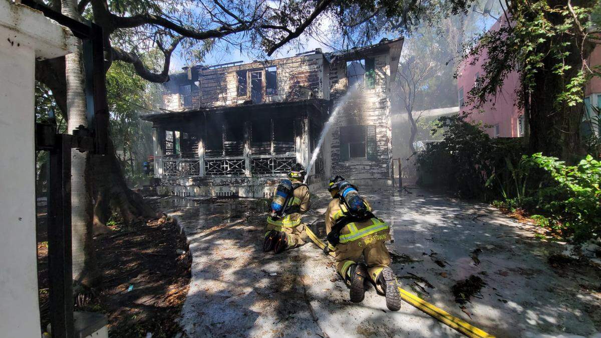 Miami Fire Rescue firefighters deal with a fire at 1016 SW 13th Ct.