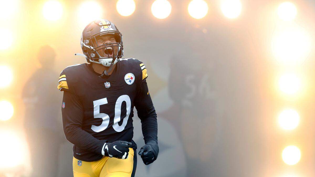 Oct 2, 2022; Pittsburgh, Pennsylvania, USA; Pittsburgh Steelers linebacker Malik Reed (50) reacts as he takes the field against the New York Jets at Acrisure Stadium. Mandatory Credit: Charles LeClaire-USA TODAY Sports