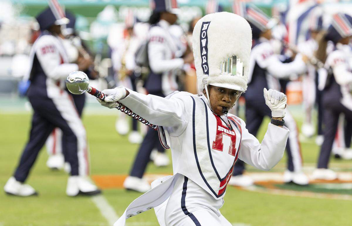 Showtime Marching Band performs during the halftime of the Orange Blossom Classic football game between Howard Bison and Florida A&M Rattlers at Hard Rock Stadium on Saturday, Aug. 30, 2025, in Miami Gardens, Fla.