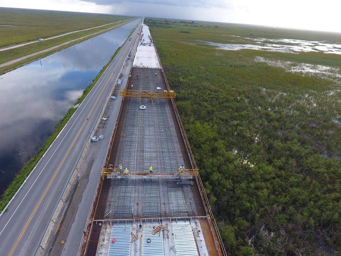 Gov. Ron DeSantis said Tuesday he wanted to spend $40 million to finish raising part of the Tamiami Trail to allow more water to flow into Everglades National Park.