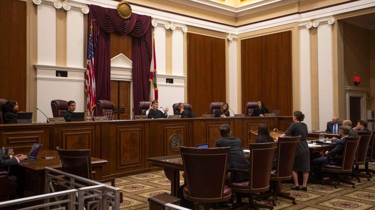 The Florida Supreme Court hears oral arguments regarding Florida’s redistricting map in 2024.