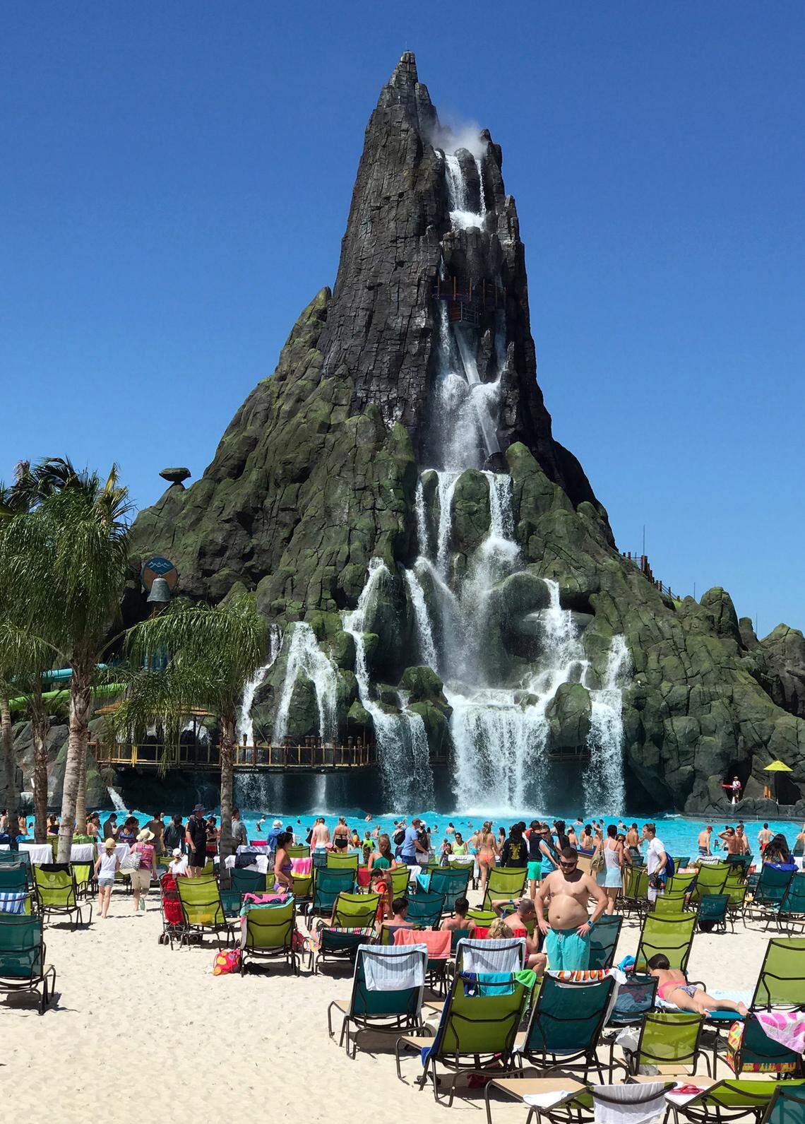 Krakatau stands at the center of Volcano Bay, Universal Orlando’s new water park.