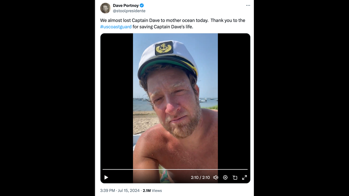 Barstool Sports founder Dave Portnoy was rescued by the Coast Guard while taking mom out to sea.