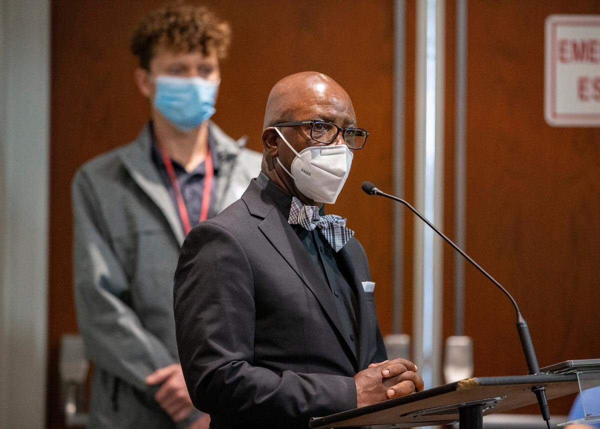 Sidney Calloway, chairman of the Urban League of Broward County, spoke in favor of Broward Schools Superintendent Robert Runcie at Tuesday’s Broward School Board meeting, April 27, 2021.