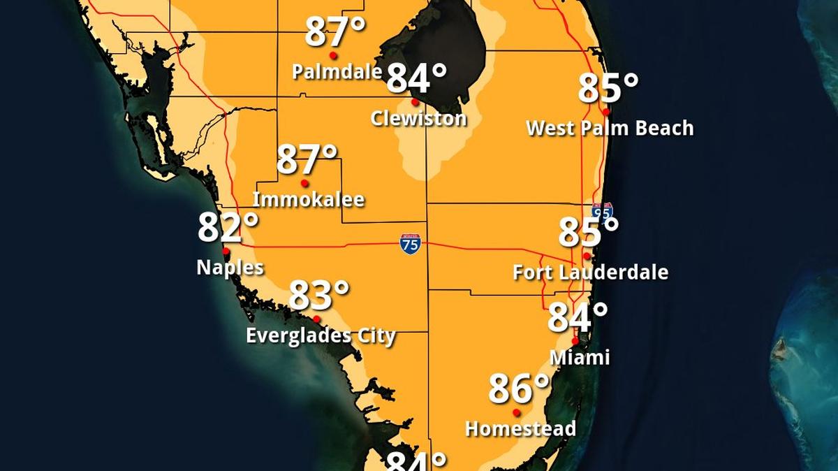 National Weather Service in Miami temperature forecast for Florida on Nov. 25, 2022.