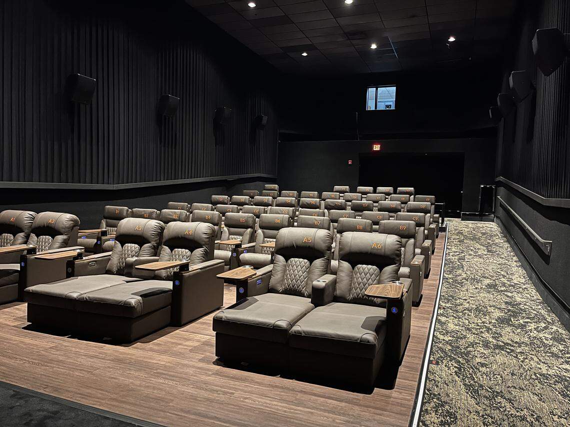 Guests of Regal Bistro at The Falls will watch their movies nestled in dual-motor recliners, allowing them to adjust both their headrest and seating positions, Regal said in a statement. Seats in the front row are lay-flat loungers, turning this forward-most section into a “novel cinematic experience.” The revamped Regal Bistro opened in December 2025.