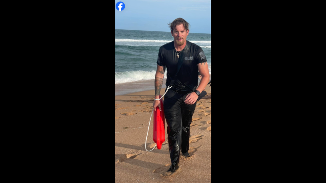 Coffman, an officer with the Flagler Beach Police Department, dropped his gear and ran into the surf to save two struggling swimmers.