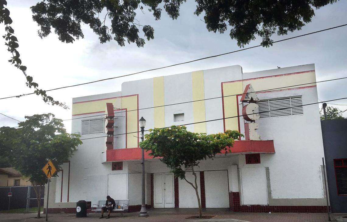 The ACE Theater on Grand Avenue in Miami’s Coconut Grove, the historically Black neighborhood’s Jim Crow-era movie house, is seen in 2016 before the marquee letters spelling its name were removed prior to a planned restoration.