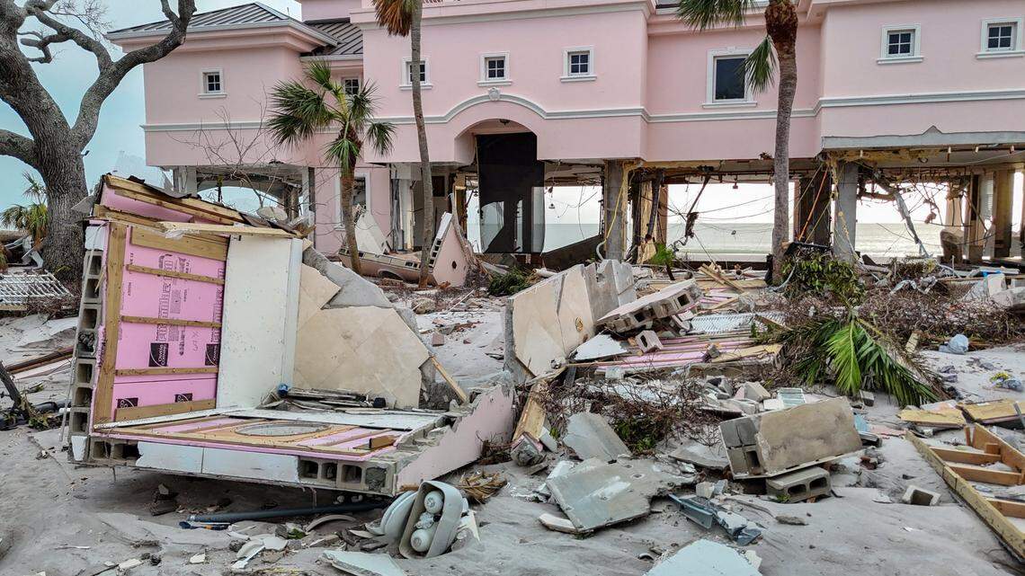 Piece of this structure are scattered about the beach like a gigantic puzzle on Manasota Key