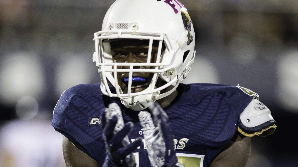 FIU linebacker Rocky  Jacques-Louis (45) claps in excitement after making a tackle against Rice University at Riccardo Silva Stadium in Miami, on Saturday, Oct. 20, 2018.