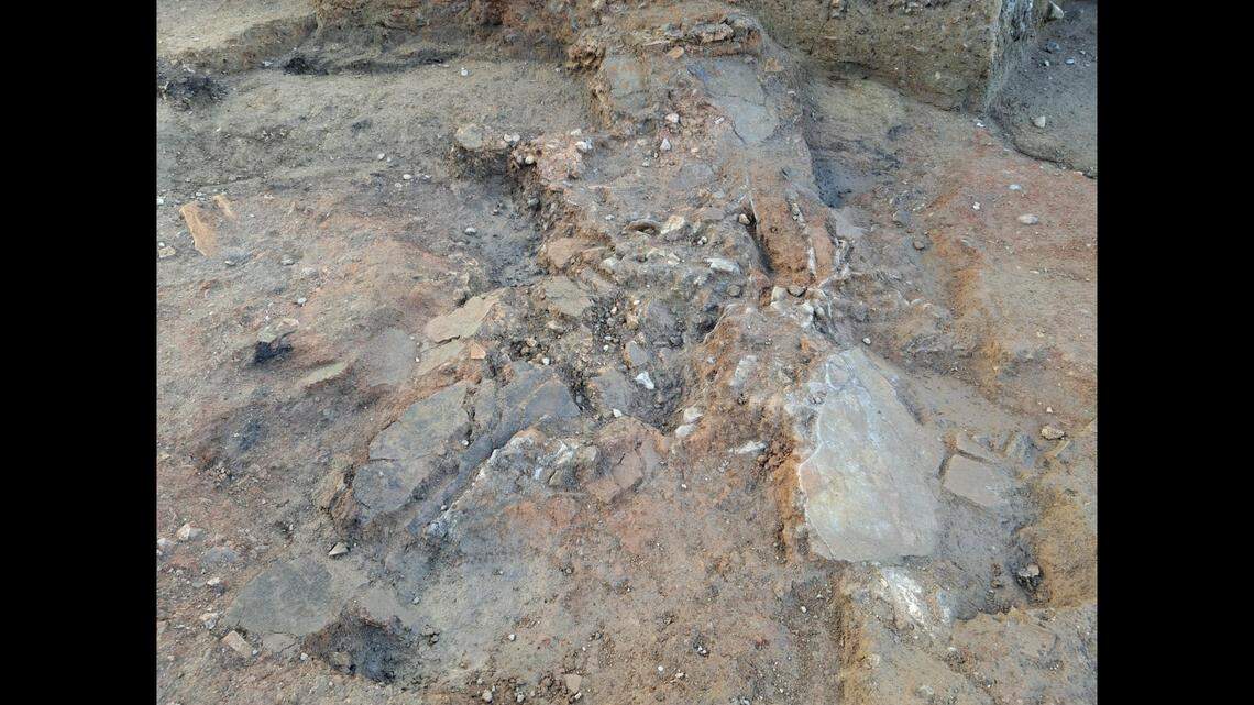 Collapsed wall paintings indicated that the large building contained an office or home, experts said.