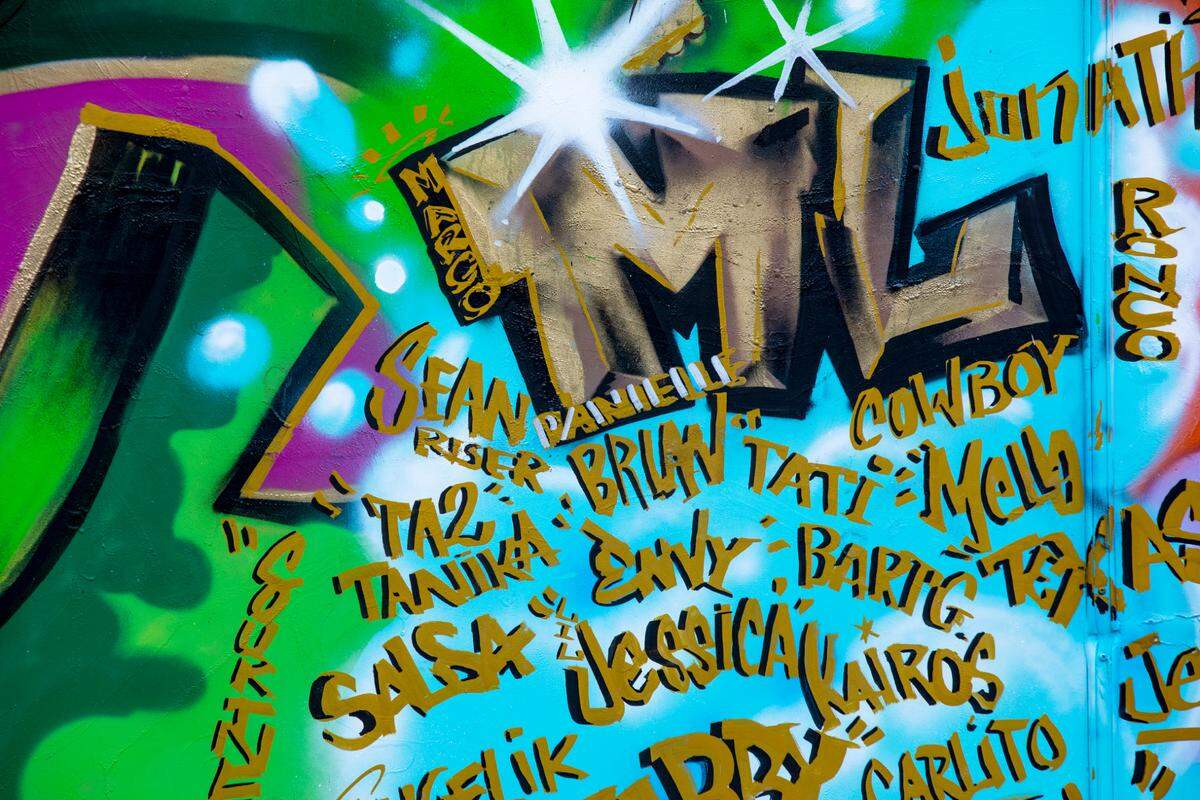 A close-up of the newly painted mobile clinic for the IDEA Exchange, done as a tribute to Margo Lawson, who suffered a fatal heart attack after being sober for two years. Lawson used her own experience to help others in recovery.