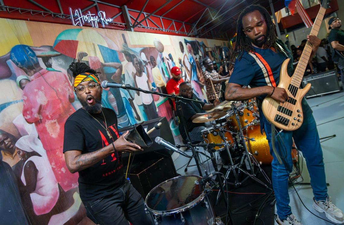 Members of KAI band jam on Friday, June 20, 2025, at “Sounds of Little Haiti” at the Little Haiti Cultural Complex in Miami, Florida.