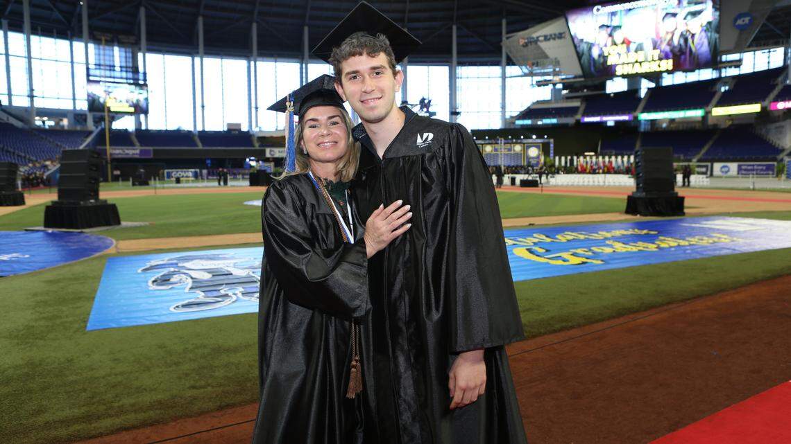 Haivyl Lopez with her son Sebastian Vera on their graduation day from Miami Dade College on April 26, 2025