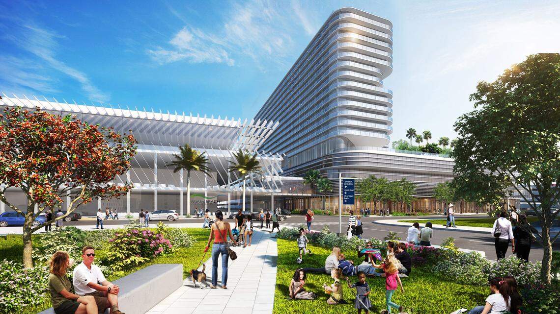 A rendering of the proposed Miami Beach Convention Center hotel.