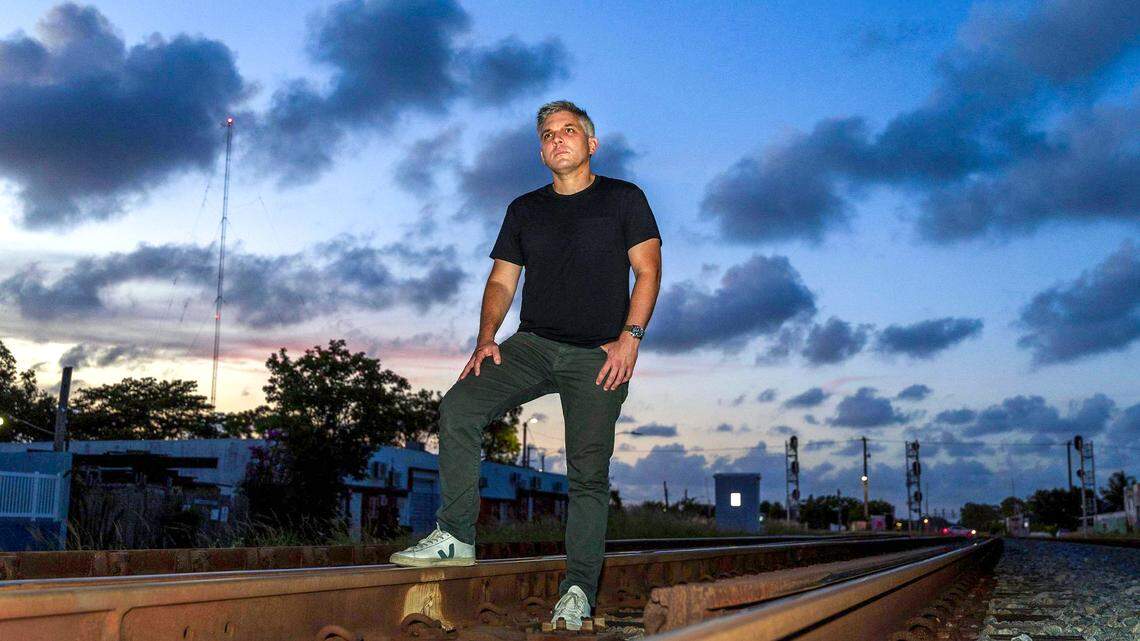 Brian Entin, who grew up in South Florida and is a senior correspondent at the NewsNation network, posed near the station’s studios in Miami.