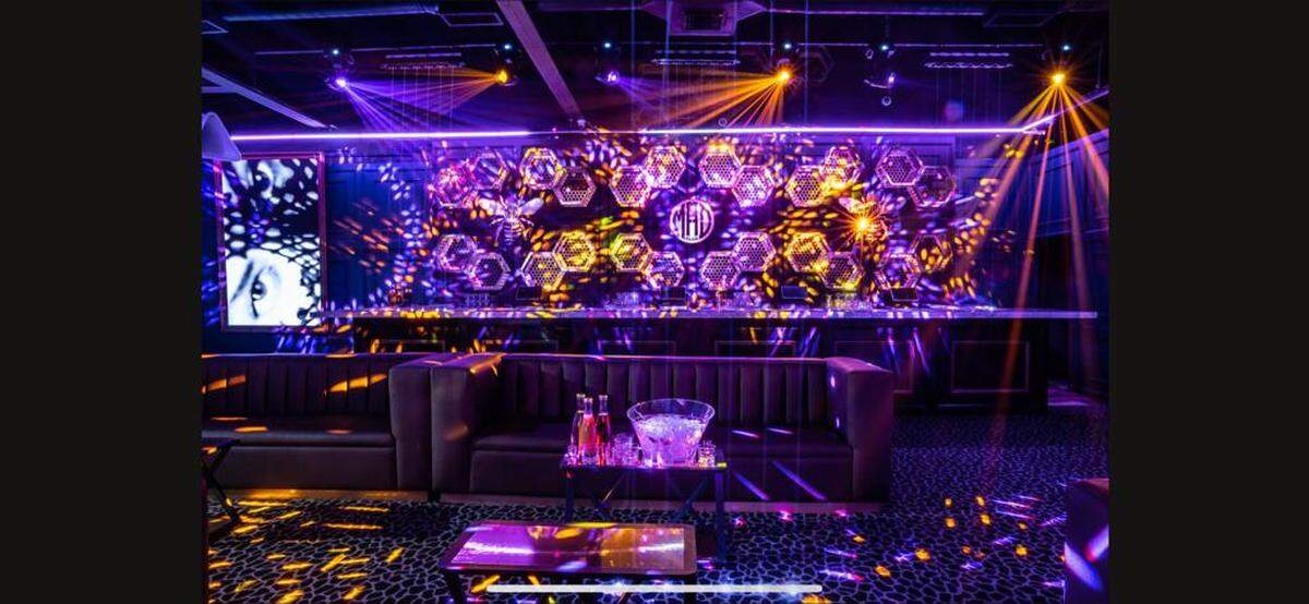 Mad Club Wynwood offers bottle service amid “honeycomb” themed decor.