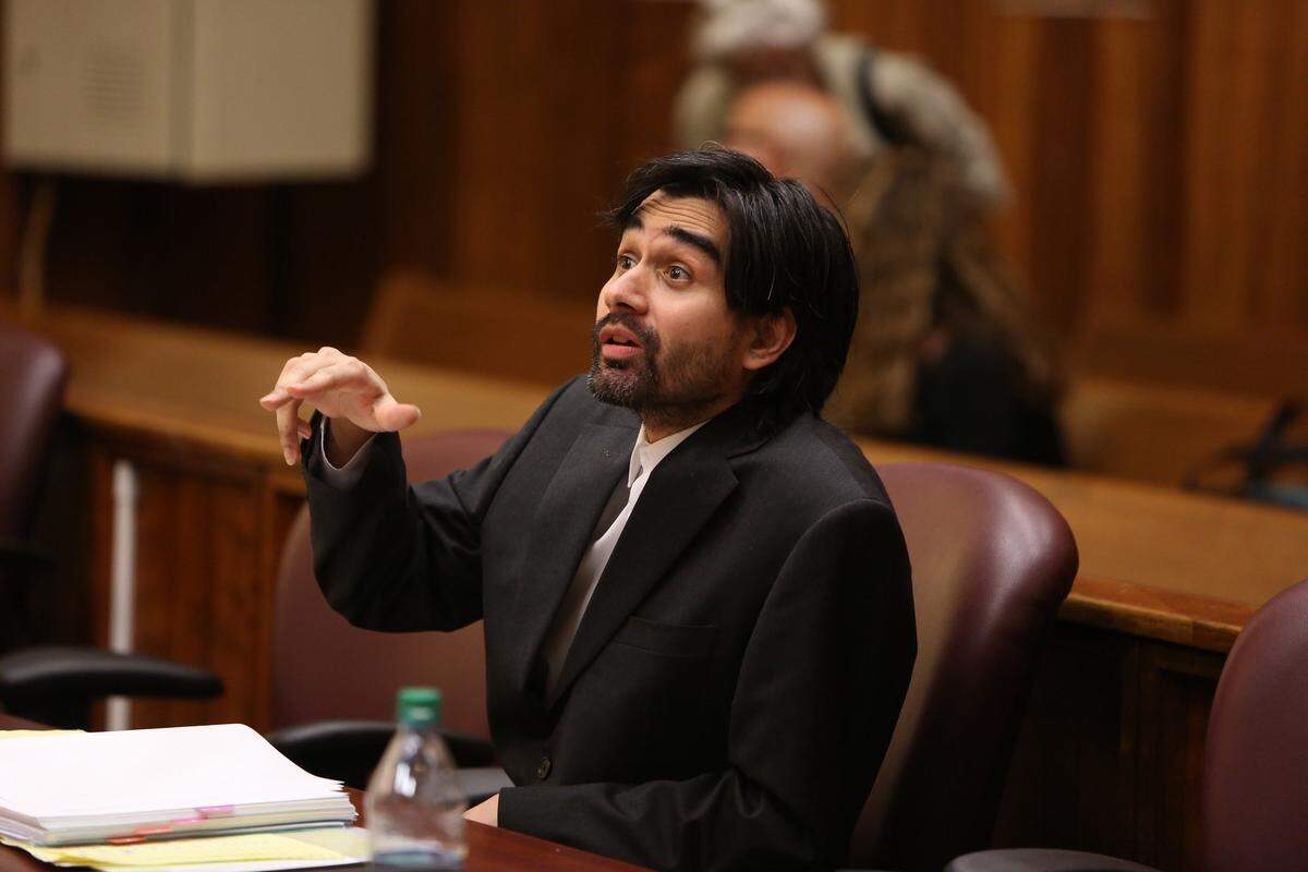 Derek Medina on trial for the Facebook murder of his wife, takes the stand during hearing Thursday on November 19, 2015.