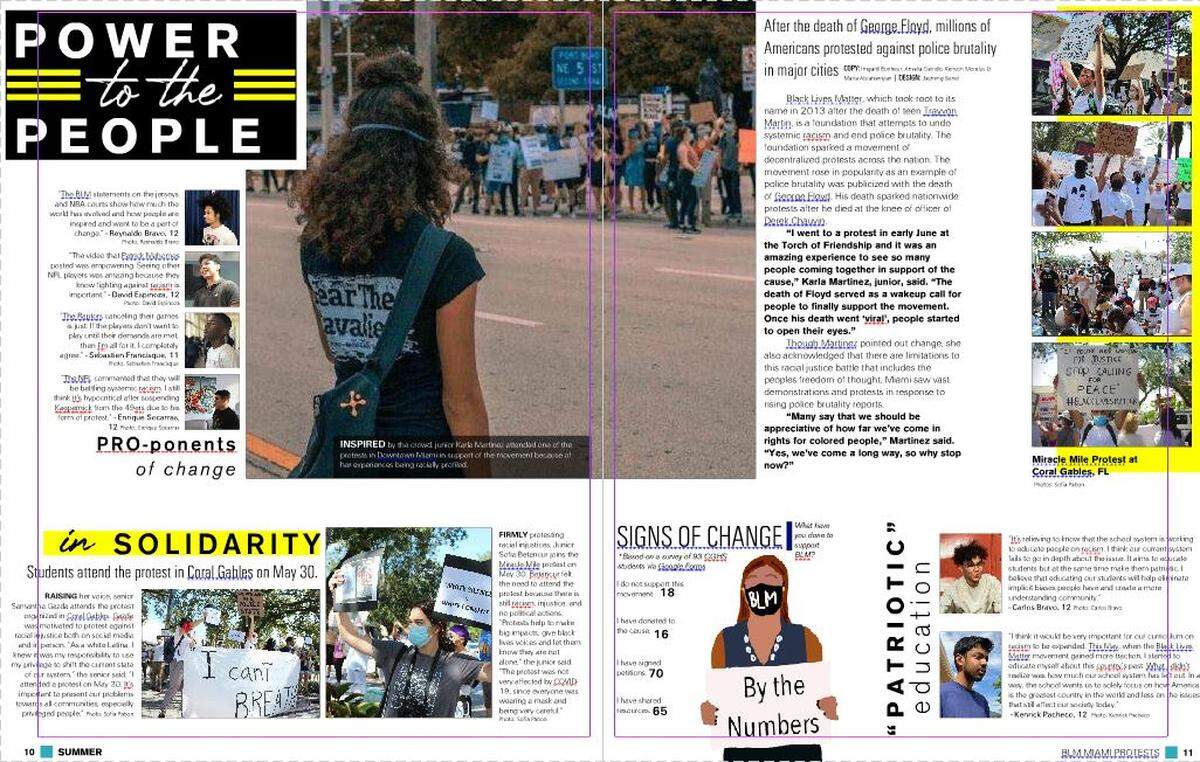The Coral Gables High yearbook, Cavaleon, featured news events and how they impacted students, including the death of George Floyd on May 25, 2020, and the subsequent protests over his death.