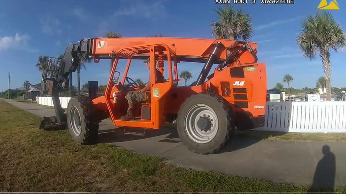 A stolen $60,000 forklift caused $10,000 in damage after the driver traveled 2.5 miles on a sidewalk along A1A in Florida, the Flagler County Sheriff’s Office says.