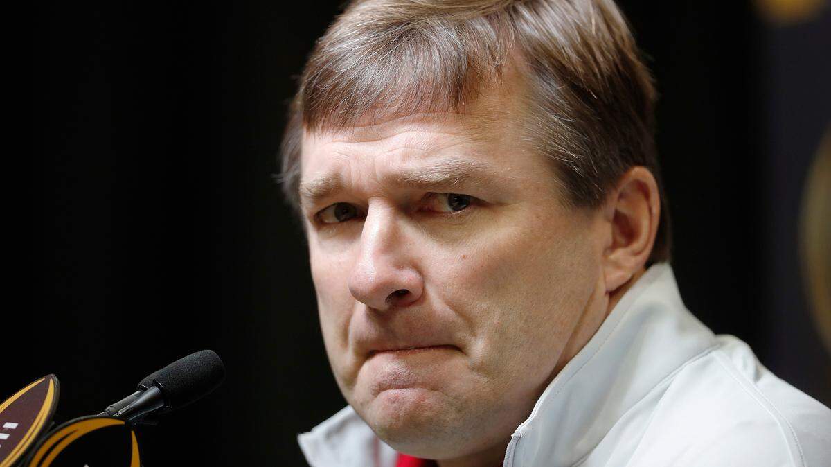 Georgia head coach Kirby Smart speaks during media day, Saturday, Jan. 6, 2018, in Atlanta. Georgia and Alabama will be playing for the NCAA football national championship on Monday, Jan. 8.