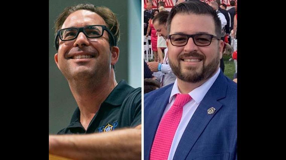 They’re back — fresh off suspensions and a firing. For the second consecutive election, former Miami Police Captain Javier Ortiz, left, will try to reclaim presidency of the local order of Fraternal Order of Police from current president Tommy Reyes.
