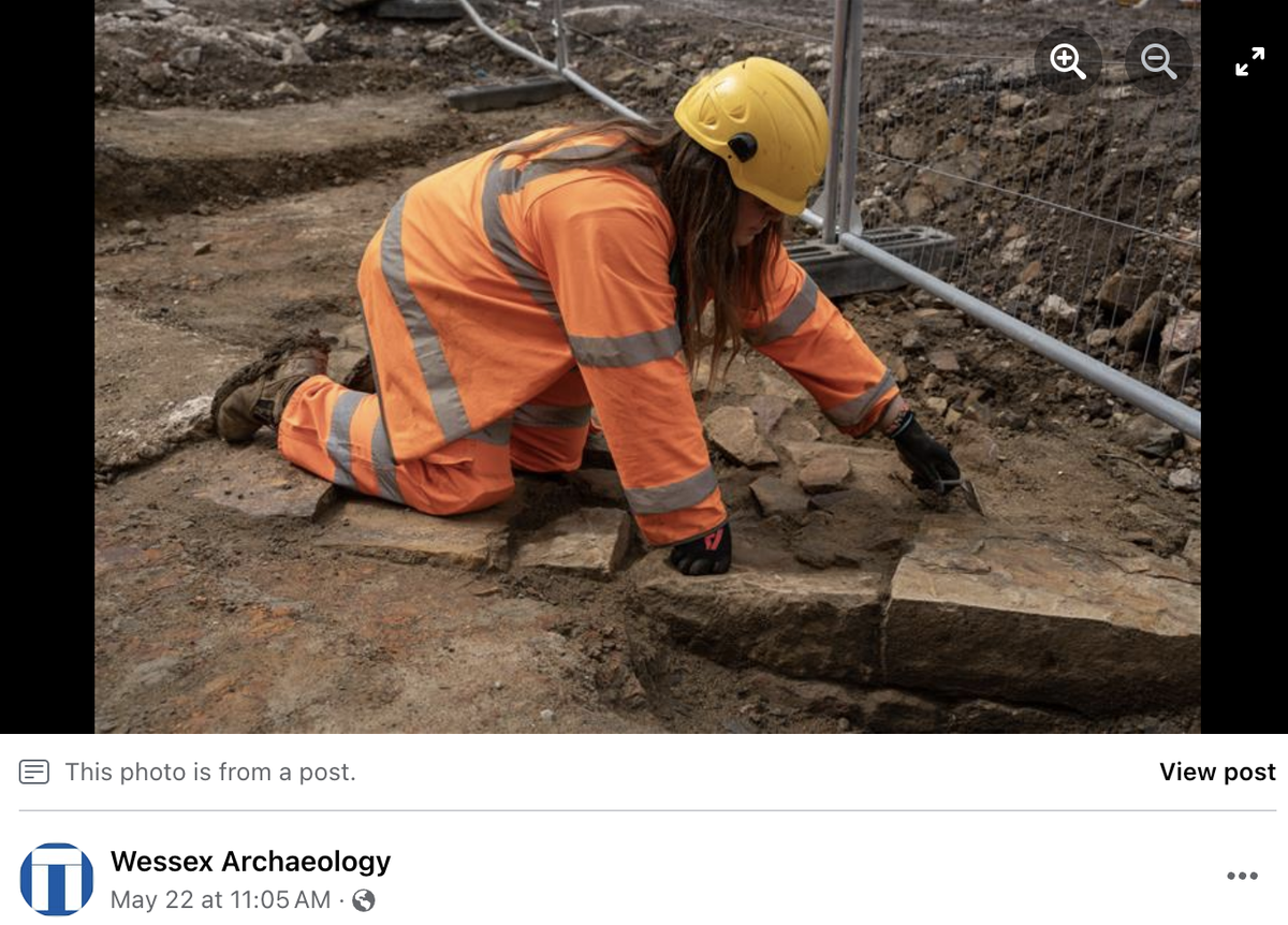 The platform that once held a drawbridge was discovered at the medieval castle site.