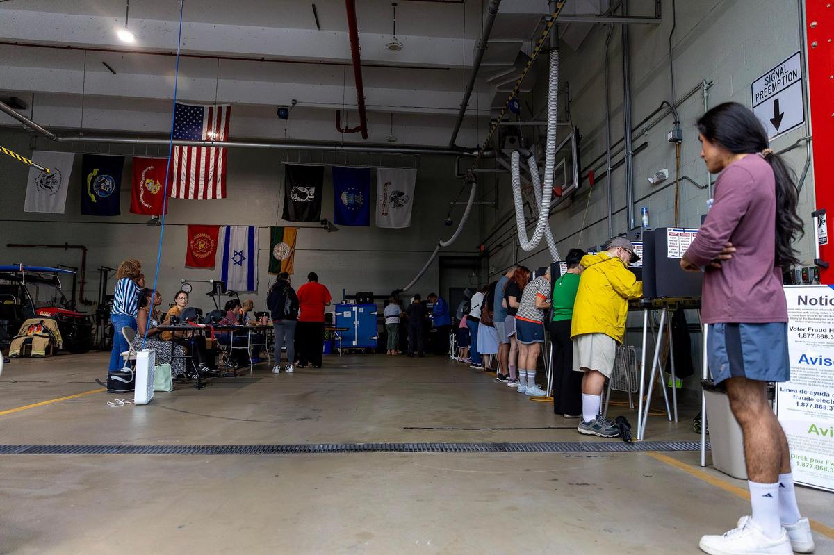 Voters cast their vote during the General Election in Miami-Dade County at the Miami Beach Fire Station #4 on Tuesday, Nov. 5, 2024, in Miami Beach, Fla.