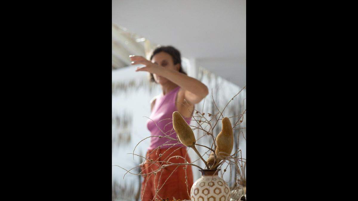 Carol Jazzar said she let Nature guide her in creating the art installation “Last Call New Glory” which she set up in her El Portal garage.
