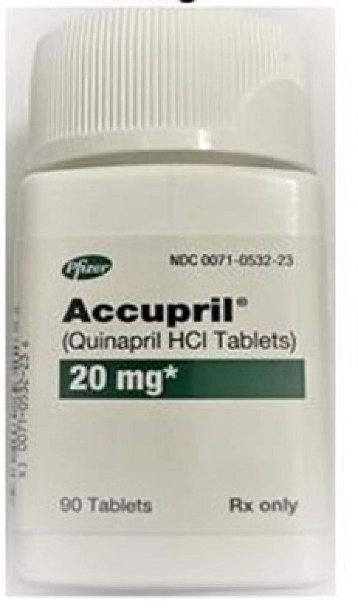 A bottle of 20 mg strength Accupril