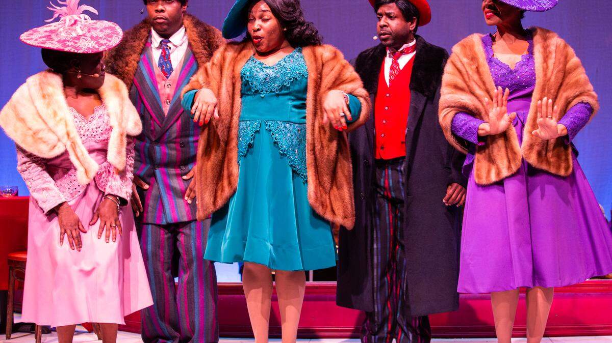 Deana Butler-Rahming, Vlad Dorson, Paulette Dozier, Don Seward and Asher Makeba sing the haunting “Black and Blue” in M Ensemble’s ‘Ain’t Misbehavin’.’