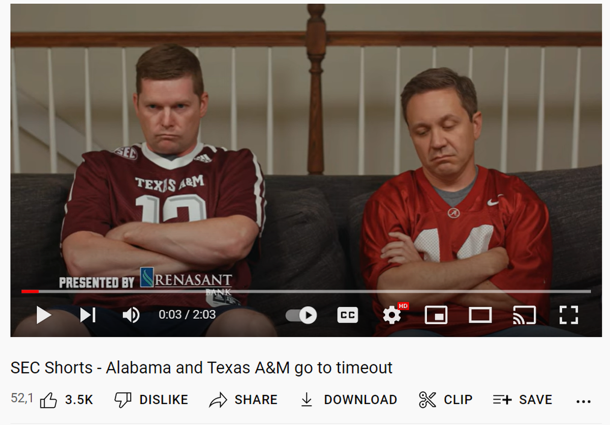 Alabama and Texas A&M’s NIL feud this week gets special treatment from SEC Shorts in a hilarious video lasting a couple minutes.