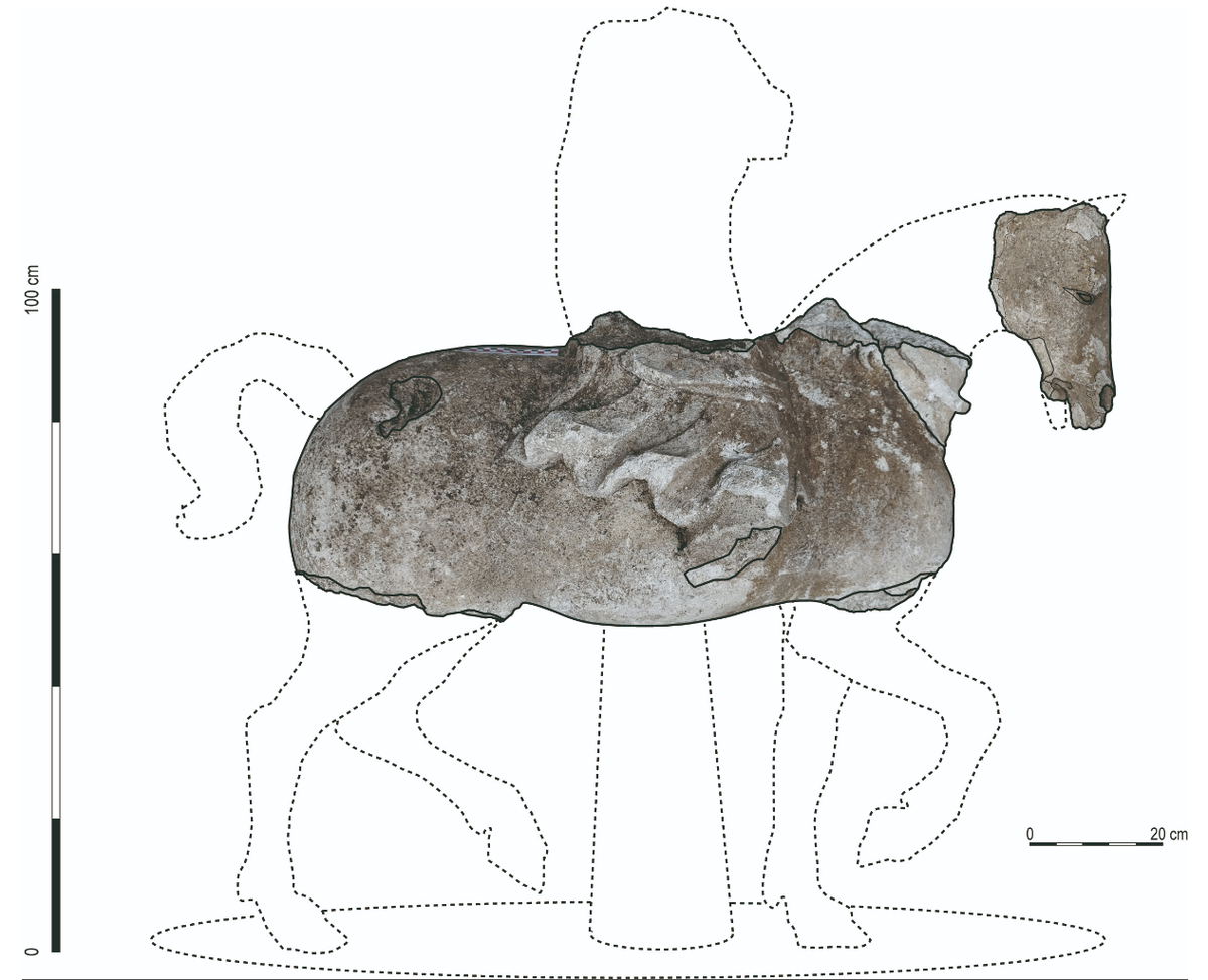 A proposed reconstruction of the horse and rider statue.