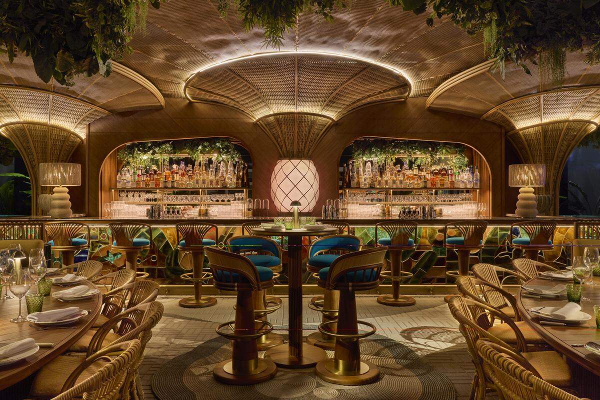 The second-floor bar at Amazonico, the high-energy restaurant and lounge in Brickell.
