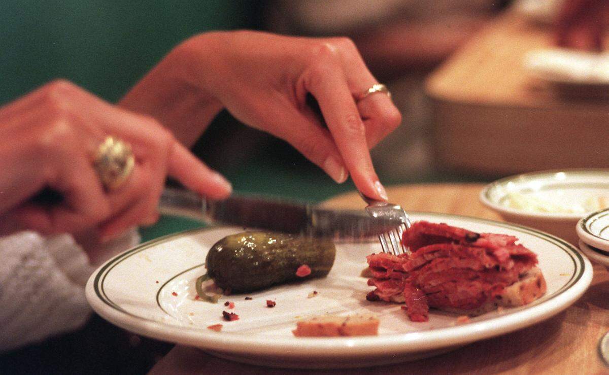 Corned beef sandwiches were so big at the Rascal House, some diners tackled them with a fork and knife.