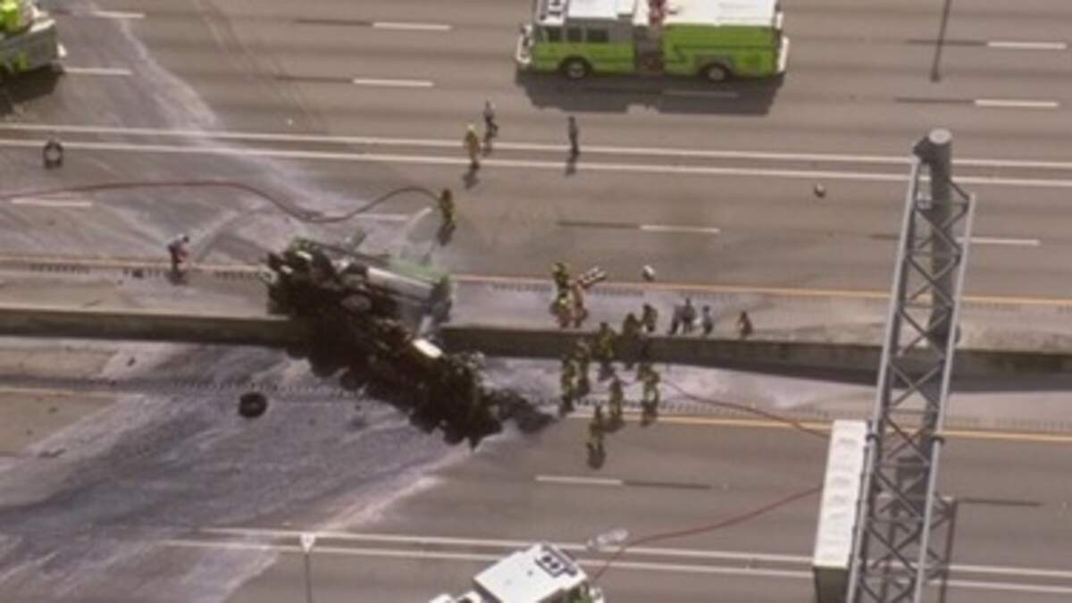 The Florida Highway Patrol says a tanker truck overturned, killing the driver, on Florida’s Turnpike near the Bird Road exit on Thursday morning, July 16, 2026.