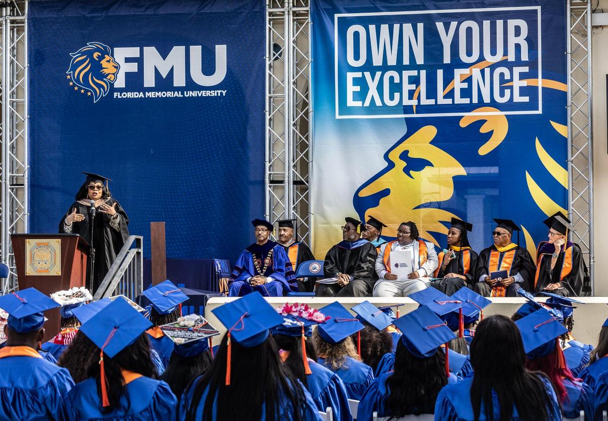April Ryan, a seasoned reporter, author and White House correspondent, served as the keynote speaker of the spring commencement ceremony at Florida Memorial University in Miami Gardens, on Saturday May 6, 2023. Ryan told FMU graduates that alumni from predominantly-white insitutions, especially Ivy League universities, used to dominate the country. “But guess what?” she said. “That was yesterday. Who’s running the space now? HBCUers!” She mentioned Stacey Abrams, the Georgia politician who graduated from Spelman College in Atlanta, and Kamala Harris, the vice president who went to Howard University in Washington D.C., as two examples.