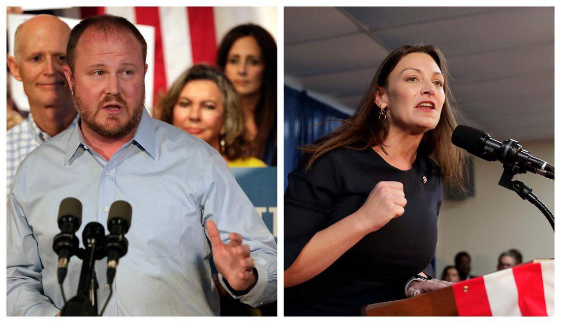 Candidates for agriculture commissioner Rep. Matt Caldwell and Nicole “Nikki” Fried.