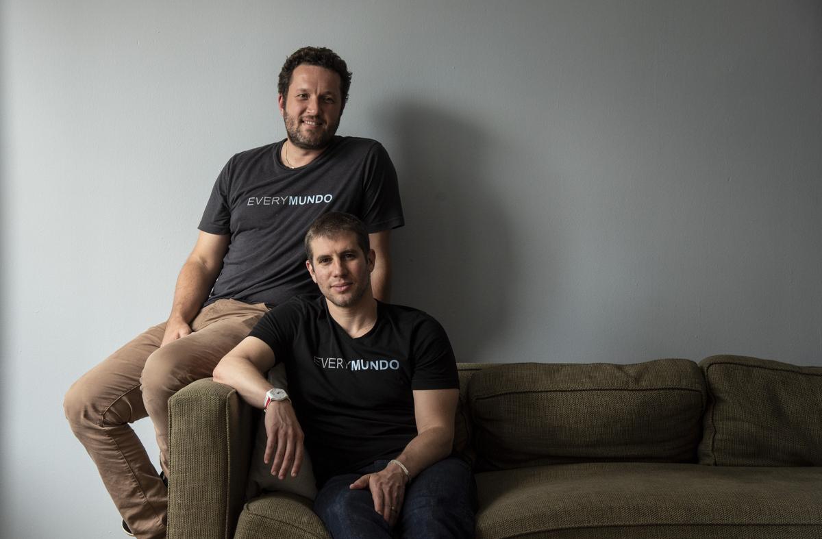 EveryMundo CEO Anton Diego, 38, on left, and president Seth Cassel, 39, in their tech company’s office space in downtown Miami on July 18, 2019