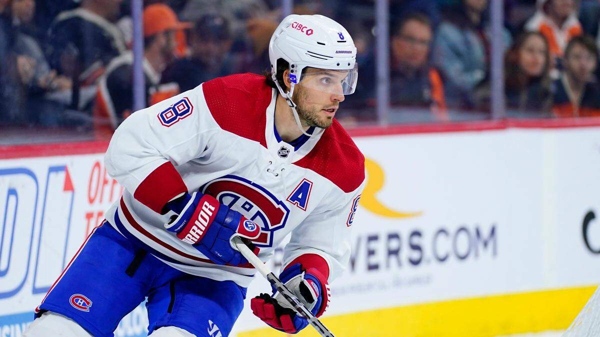 Montreal Canadiens’ Ben Chiarot plays during an NHL hockey game, Sunday, March 13, 2022, in Philadelphia. (AP Photo/Matt Slocum)