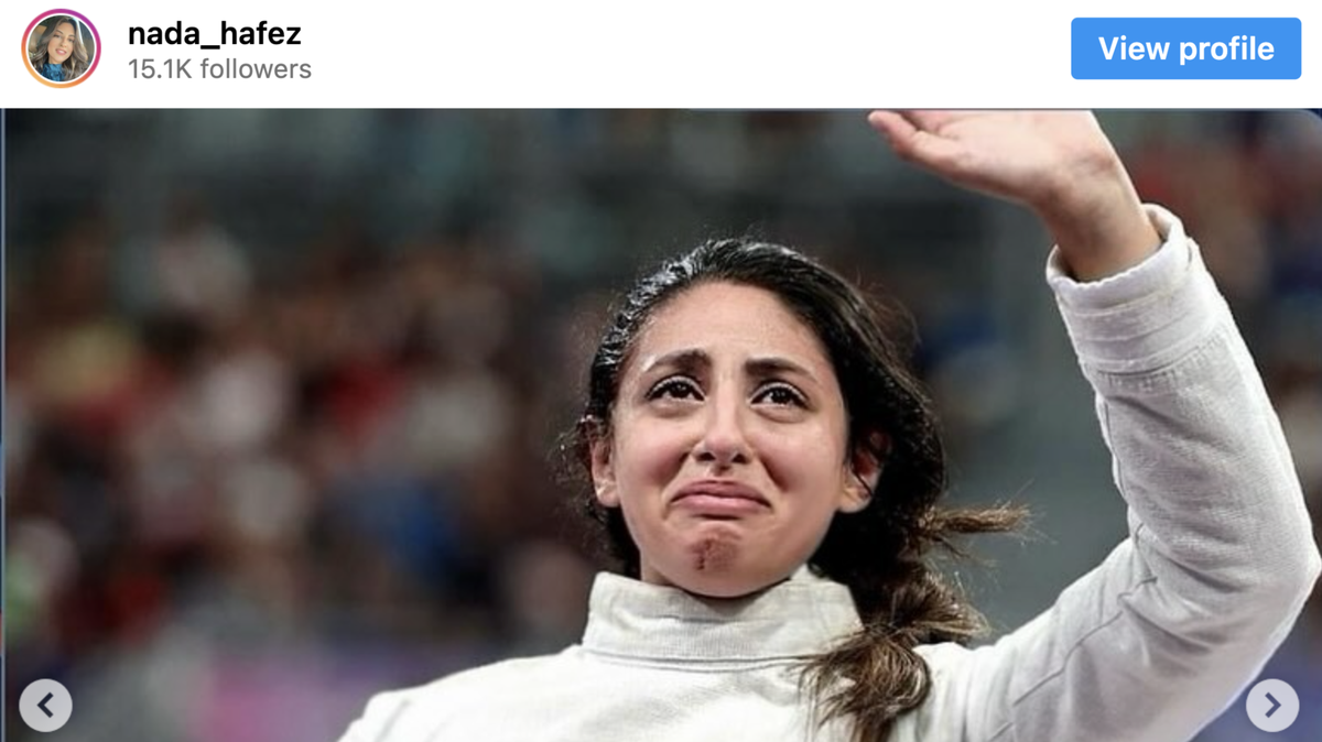 Egyptian fencer Nada Hafez announced she’s seven months pregnant while competing at the Olympics