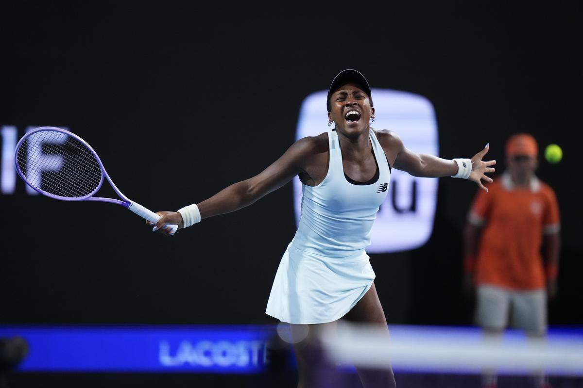MIAMI GARDENS, FLORIDA - MARCH 24: Coco Gauff of the United States reacts against Belinda Bencic of Switzerland during day 8 of the Miami open at Hard Rock Stadium on March 24, 2026 in Miami Gardens, Florida. (Photo by Rich Storry/Getty Images)