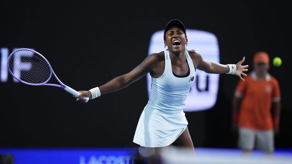 MIAMI GARDENS, FLORIDA - MARCH 24: Coco Gauff of the United States reacts against Belinda Bencic of Switzerland during day 8 of the Miami open at Hard Rock Stadium on March 24, 2026 in Miami Gardens, Florida. (Photo by Rich Storry/Getty Images)