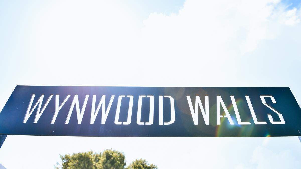 The Wynwood Walls sign at 2520 NW Second Avenue in Miami welcomes visitors to the neighborhood’s open-air art murals and sculptures.