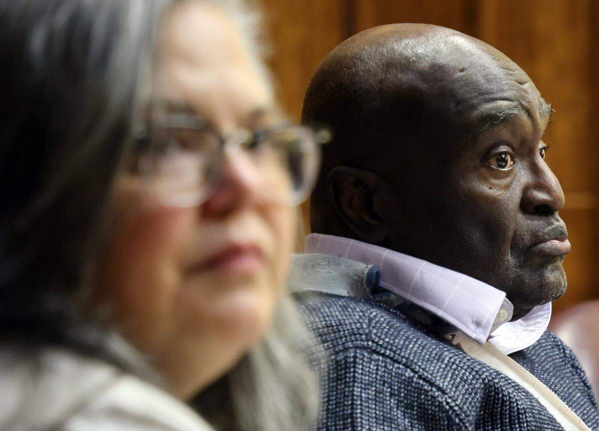Harrell Braddy, convicted of leaving a 5-year-old girl to die in the Everglades in 1998, appears in court with his attorneys during jury selection on Monday, Jan. 5, 2026, in Miami, Florida.