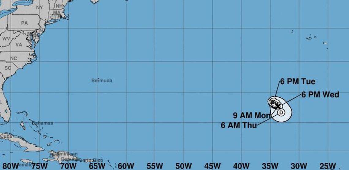 The projected path of Tropical Depression Katia as of 4 a.m., Sept. 4.