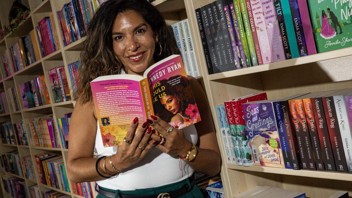 CEO and Founder Melissa Saavedra strikes a pose at Steamy Lit on Wednesday, October 1, 2025, in Fort Lauderdale, Fla.