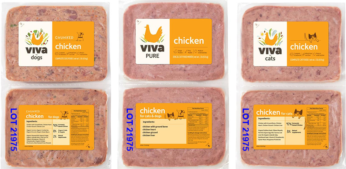 Some of the pet food recalled by Viva Raw.