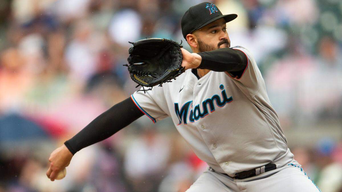 Miami Marlins starting pitcher Pablo Lopez throws in the fourth inning of a baseball against the Atlanta Braves, Sunday, Sept. 4, 2022, in Atlanta. (AP Photo/Hakim Wright Sr.)