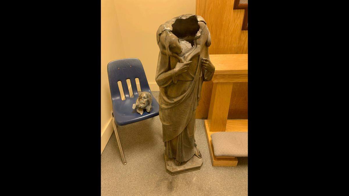 A statue of Jesus was beheaded at Good Shepherd Catholic Church in Kendale Lakes July 15, 2020.